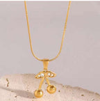 Stainless Steel Cherry Necklace Cute Earrings Ornament Women | Orazek UK Ltd