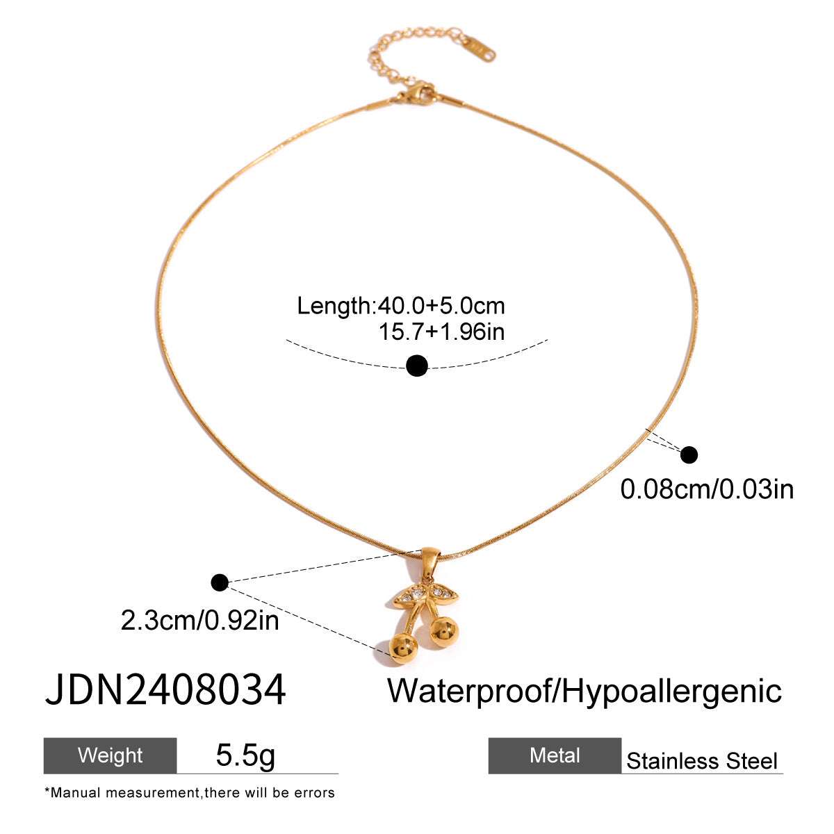 Stainless Steel Cherry Necklace Cute Earrings Ornament Women | Orazek UK Ltd