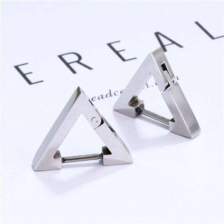Stainless Steel Creative Hoop Earrings Women Triangular Earrings Fashion Jewelry Huggie Men | Orazek UK Ltd