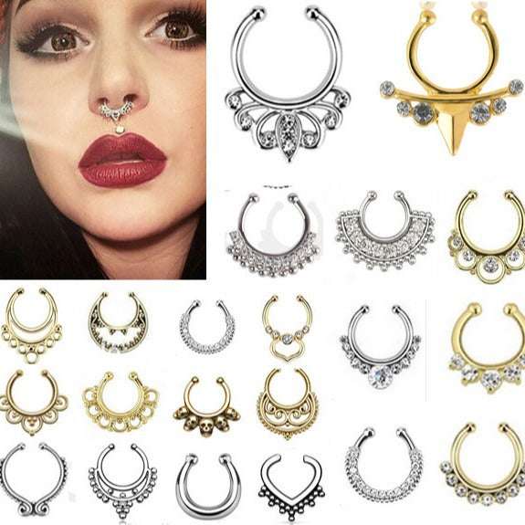 Stainless Steel Diamond C Rod Nose Ring | Orazek UK Ltd