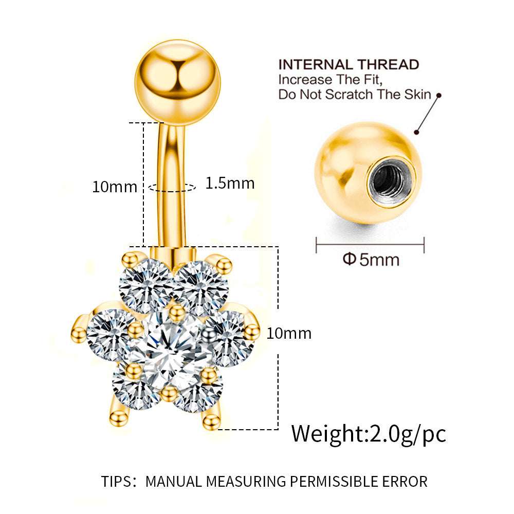 Stainless Steel Diamond Navel Ring Body Jewelry | Orazek UK Ltd