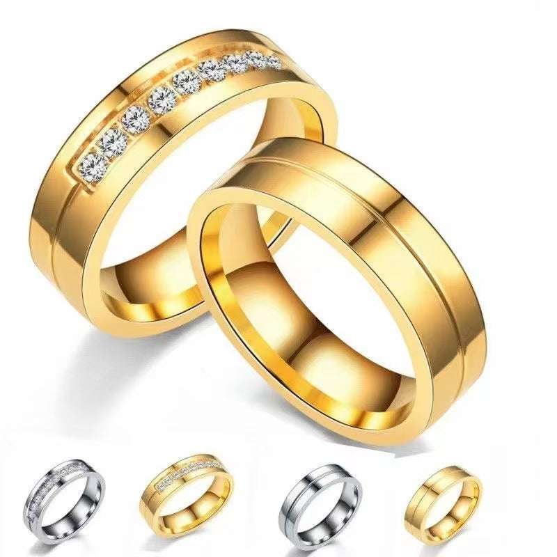 Stainless Steel Diamond-studded Couple Rings Orazek UK Ltd