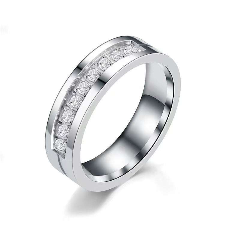 Stainless Steel Diamond-studded Couple Rings Orazek UK Ltd