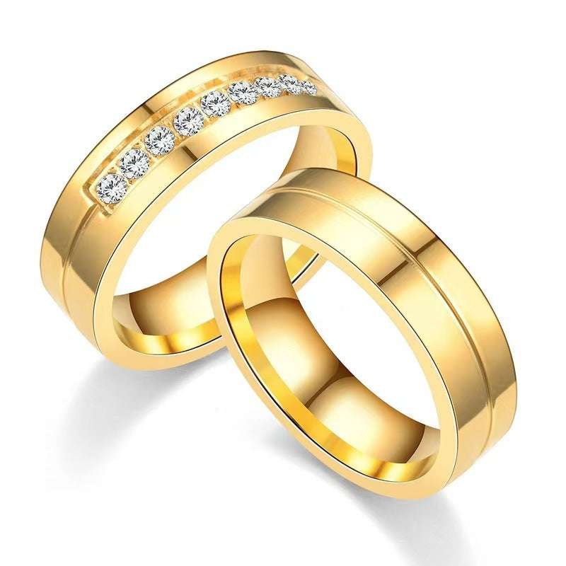 Stainless Steel Diamond-studded Couple Rings Orazek UK Ltd