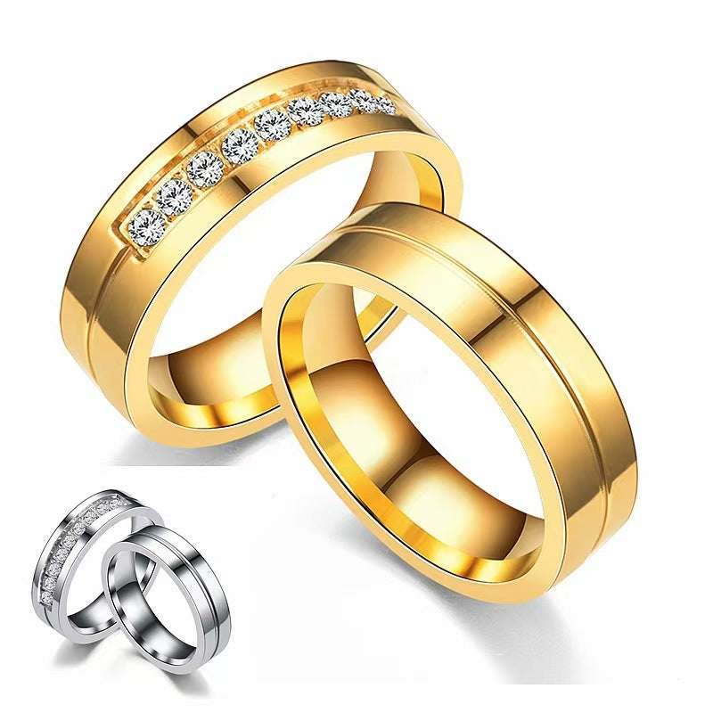 Stainless Steel Diamond-studded Couple Rings Orazek UK Ltd