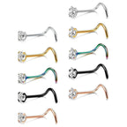 Stainless Steel Diamond-Studded Curved Bar Nose Ring | Orazek UK Ltd