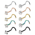 Stainless Steel Diamond-Studded Curved Bar Nose Ring | Orazek UK Ltd
