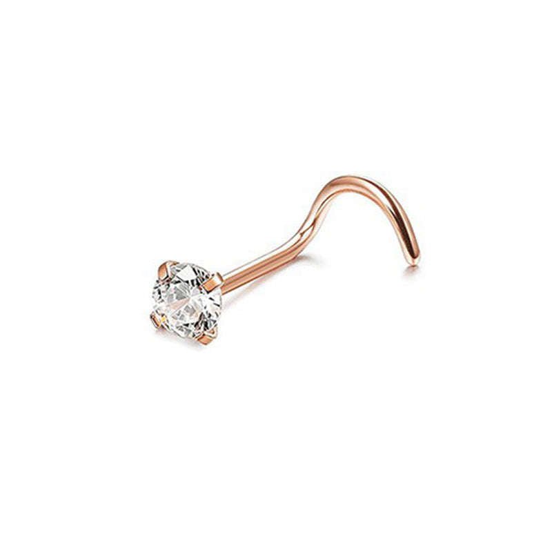 Stainless Steel Diamond-Studded Curved Bar Nose Ring | Orazek UK Ltd