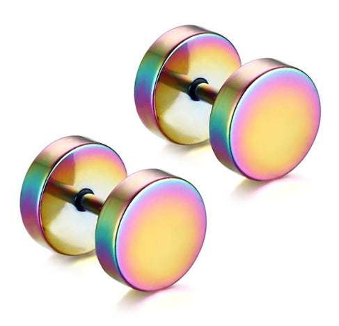 Stainless Steel Earrings Women Men Gold Silver Black Barbell Ear Stud Piercing Earring Tunnel Punk Gothic Jewelry | Orazek UK Ltd