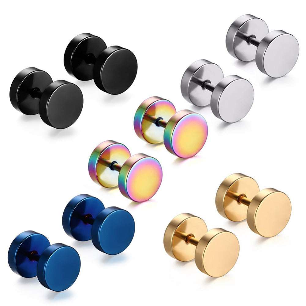 Stainless Steel Earrings Women Men Gold Silver Black Barbell Ear Stud Piercing Earring Tunnel Punk Gothic Jewelry | Orazek UK Ltd
