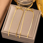 Stainless Steel Jewelry Wholesale Non-tarnish Herringbone Bow Earrings Hypoallergenic 18k Gold Plated Ribbon Bow Bowknot Earring | Orazek UK Ltd