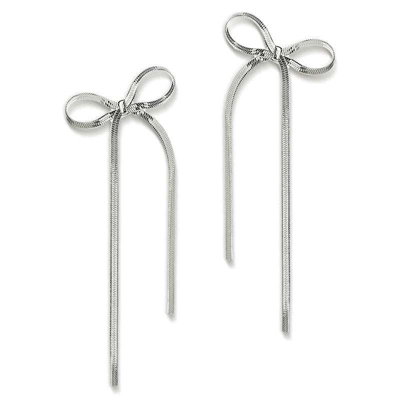 Stainless Steel Jewelry Wholesale Non-tarnish Herringbone Bow Earrings Hypoallergenic 18k Gold Plated Ribbon Bow Bowknot Earring | Orazek UK Ltd