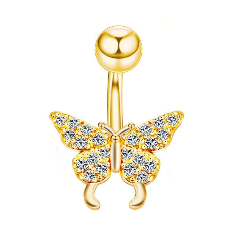 Stainless Steel Navel Ring Butterfly Zircon Body Piercing Ornament | Orazek UK Ltd