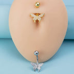 Stainless Steel Navel Ring Butterfly Zircon Body Piercing Ornament | Orazek UK Ltd