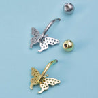 Stainless Steel Navel Ring Butterfly Zircon Body Piercing Ornament | Orazek UK Ltd