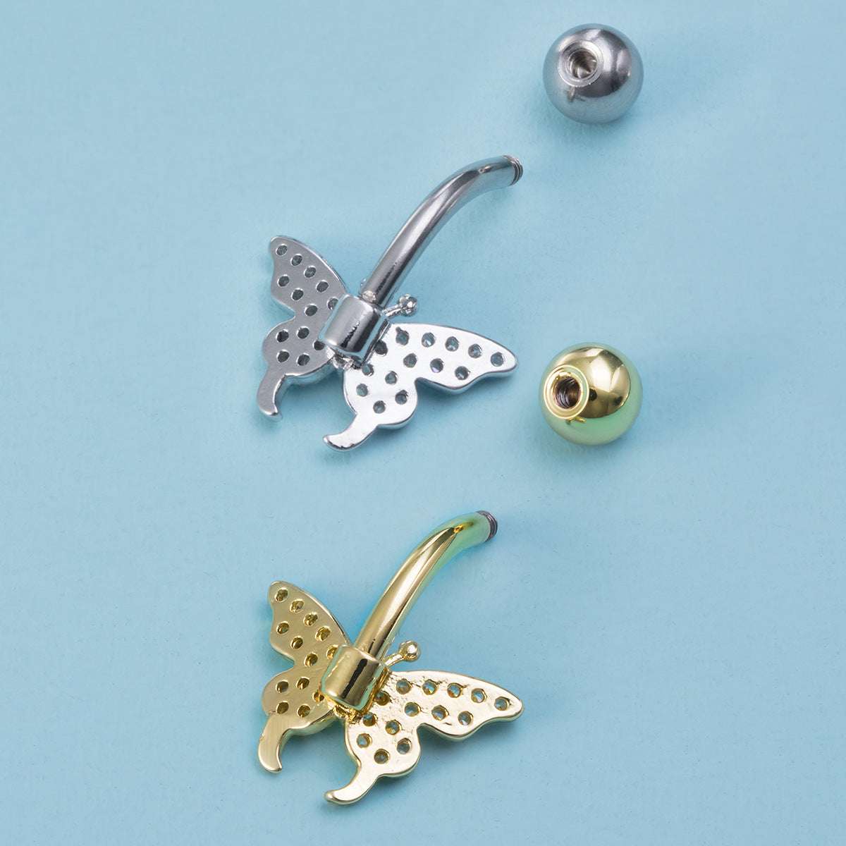 Stainless Steel Navel Ring Butterfly Zircon Body Piercing Ornament Orazek UK Ltd