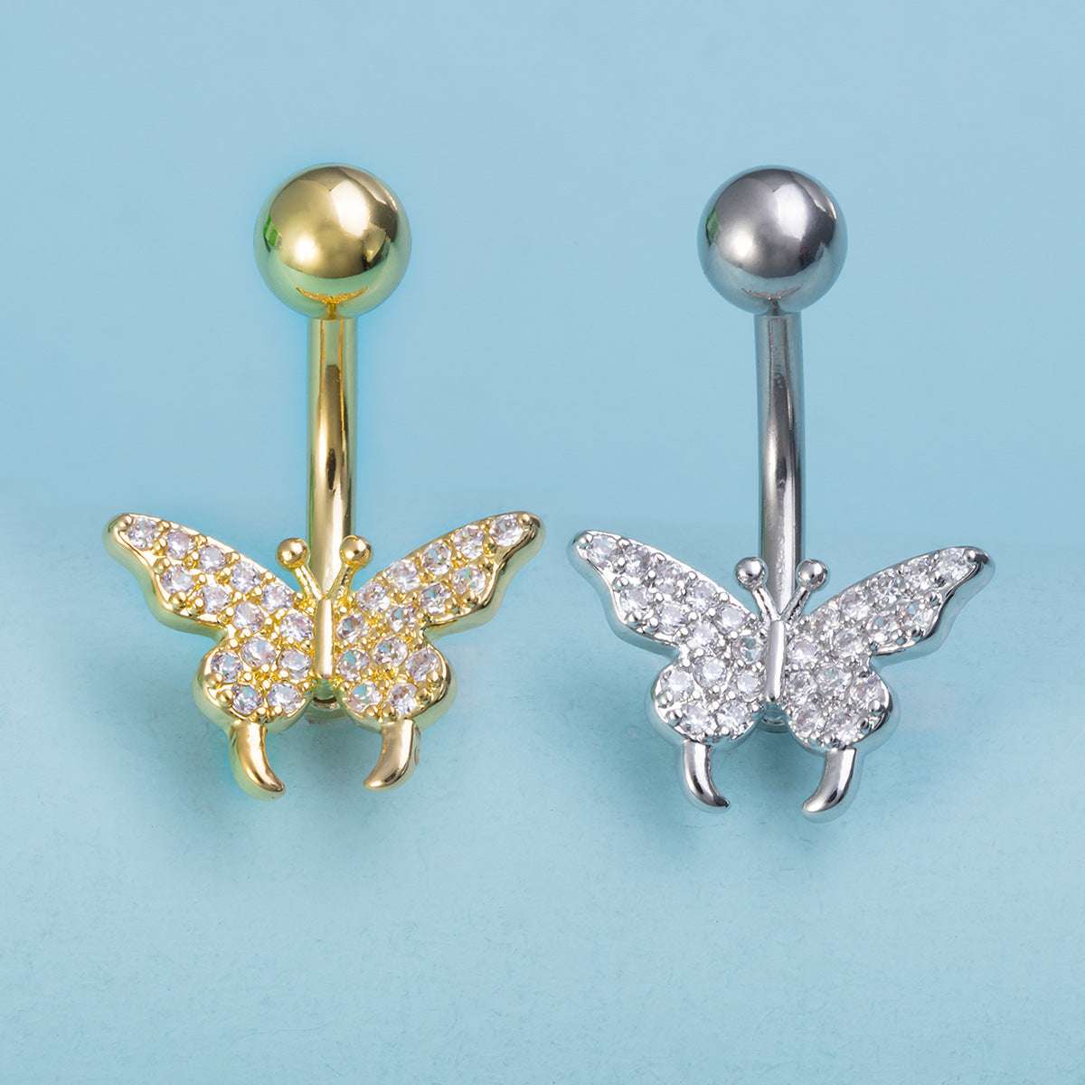 Stainless Steel Navel Ring Butterfly Zircon Body Piercing Ornament Orazek UK Ltd