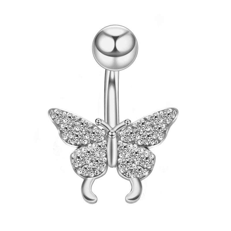 Stainless Steel Navel Ring Butterfly Zircon Body Piercing Ornament Orazek UK Ltd