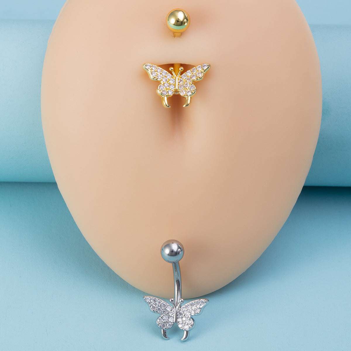 Stainless Steel Navel Ring Butterfly Zircon Body Piercing Ornament Orazek UK Ltd