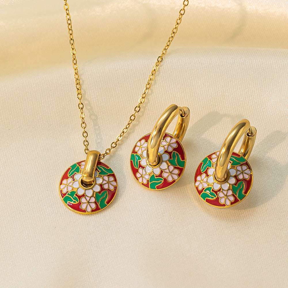 Stainless Steel Necklace Earrings Women's Jewelry Suit | Orazek UK Ltd