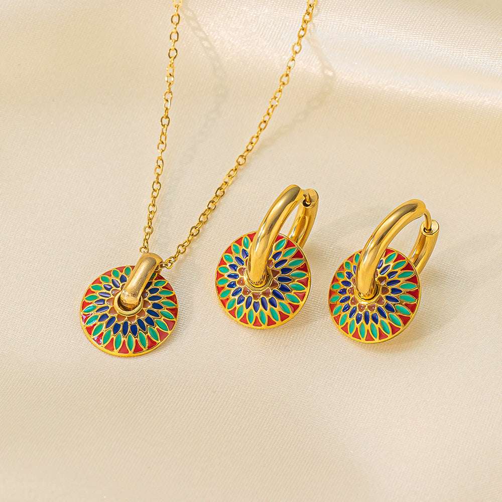 Stainless Steel Necklace Earrings Women's Jewelry Suit | Orazek UK Ltd