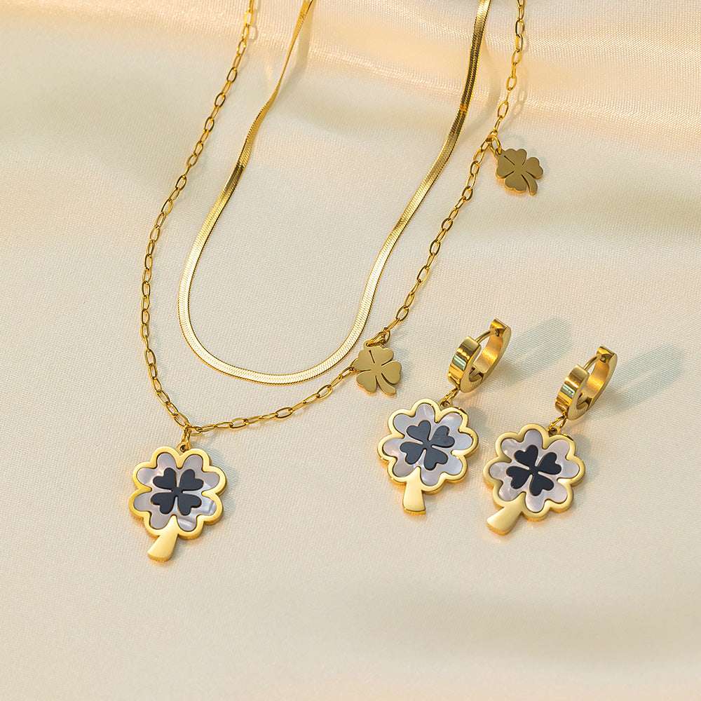Stainless Steel Necklace Earrings Women's Jewelry Suit | Orazek UK Ltd