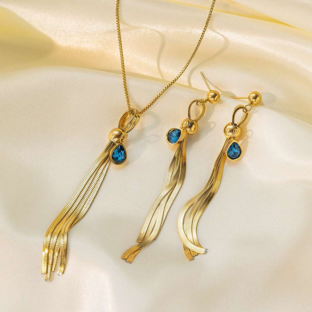 Stainless Steel Necklace Earrings Women's Jewelry Suit | Orazek UK Ltd
