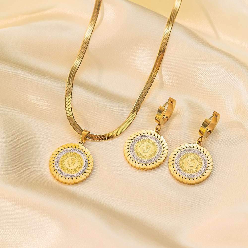 Stainless Steel Necklace Earrings Women's Jewelry Suit | Orazek UK Ltd