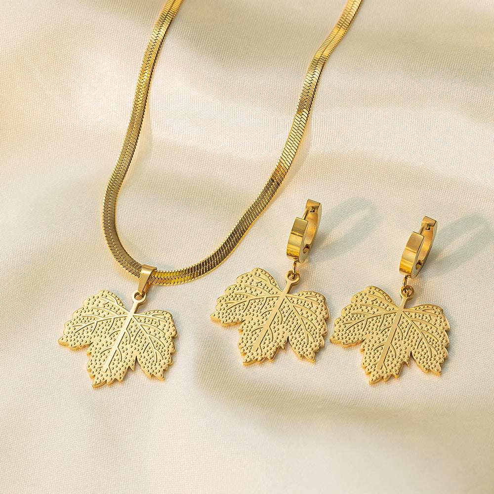 Stainless Steel Necklace Earrings Women's Jewelry Suit | Orazek UK Ltd