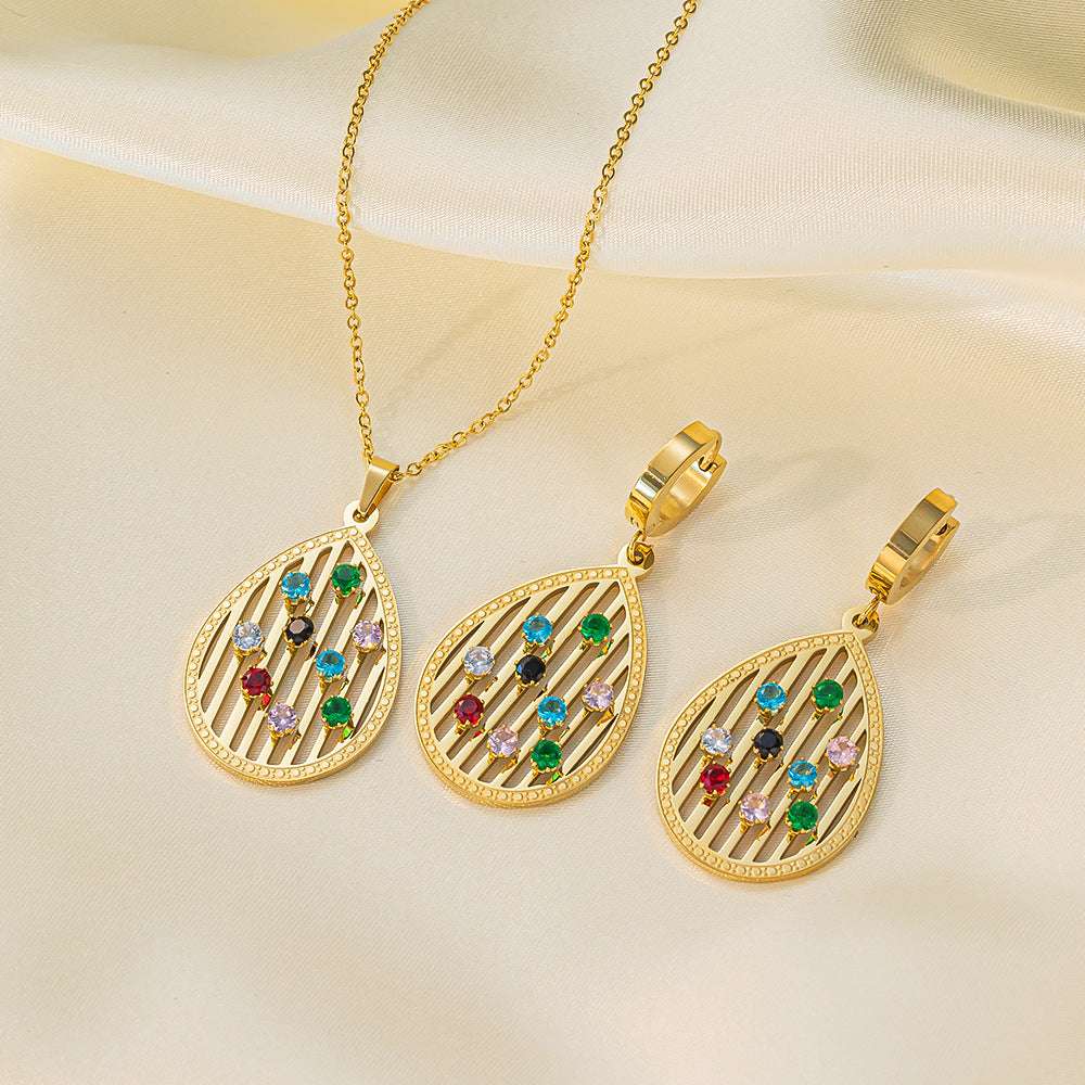 Stainless Steel Necklace Earrings Women's Jewelry Suit | Orazek UK Ltd