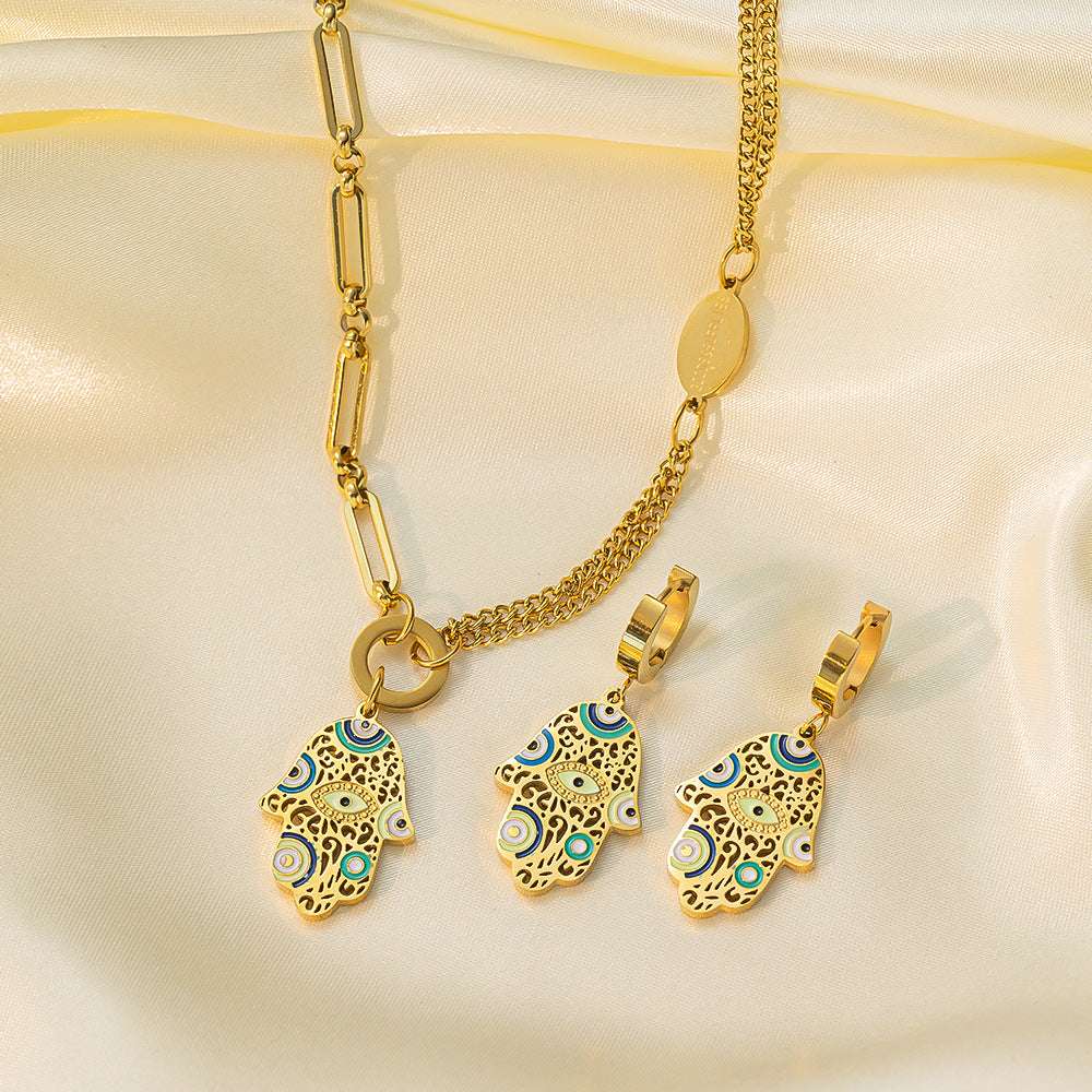 Stainless Steel Necklace Earrings Women's Jewelry Suit | Orazek UK Ltd