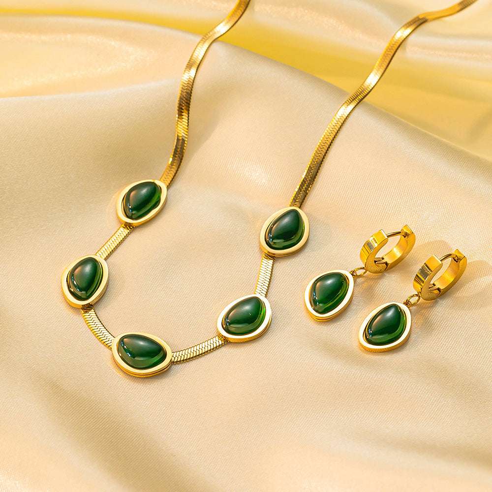 Stainless Steel Necklace Earrings Women's Jewelry Suit | Orazek UK Ltd