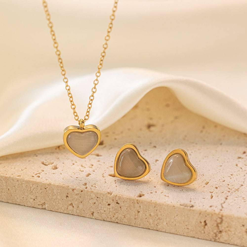 Stainless Steel Necklace Earrings Women's Jewelry Suit | Orazek UK Ltd