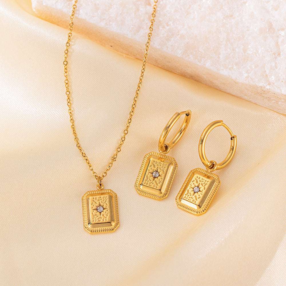 Stainless Steel Necklace Earrings Women's Jewelry Suit | Orazek UK Ltd