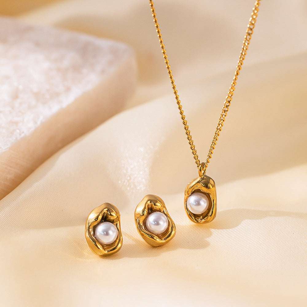 Stainless Steel Necklace Earrings Women's Jewelry Suit | Orazek UK Ltd