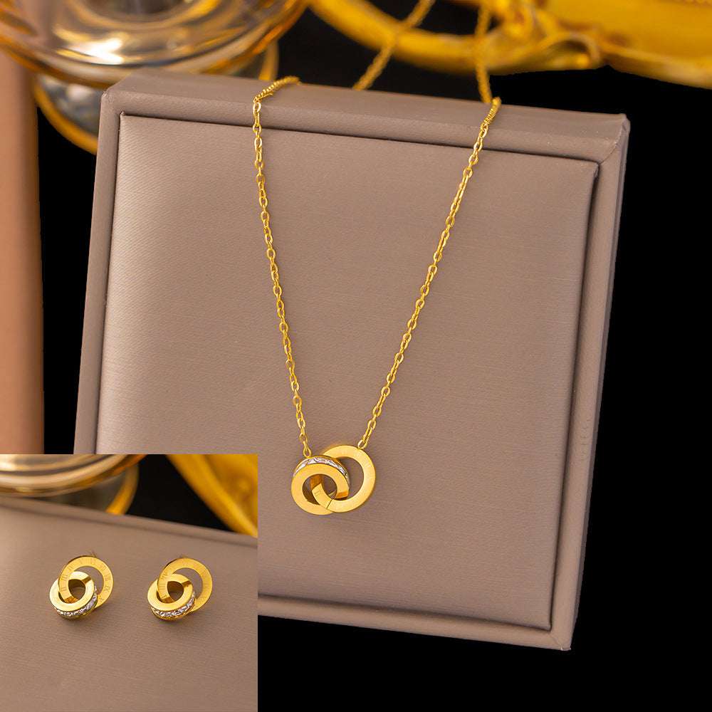 Stainless Steel Necklace Earrings Women's Jewelry Suit | Orazek UK Ltd