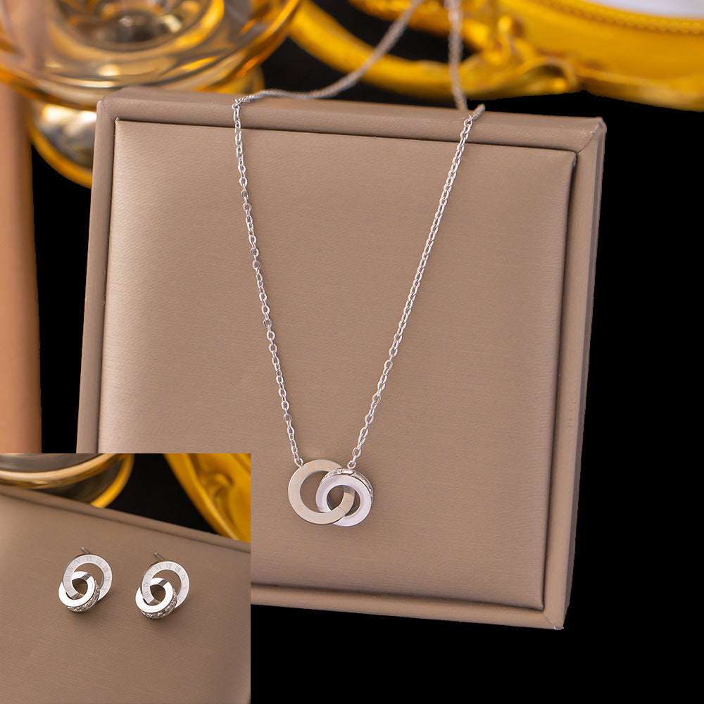 Stainless Steel Necklace Earrings Women's Jewelry Suit | Orazek UK Ltd