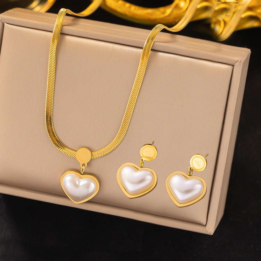Stainless Steel Necklace Earrings Women's Jewelry Suit | Orazek UK Ltd