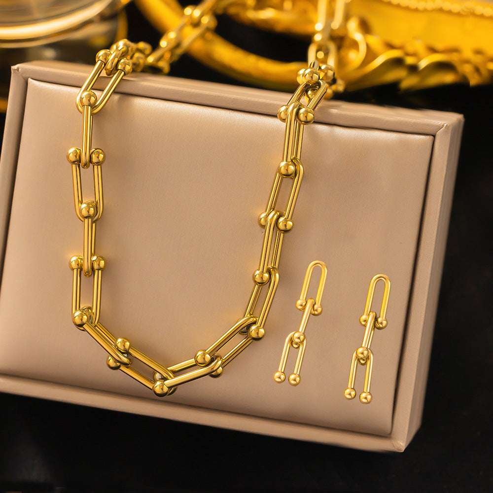 Stainless Steel Necklace Earrings Women's Jewelry Suit | Orazek UK Ltd