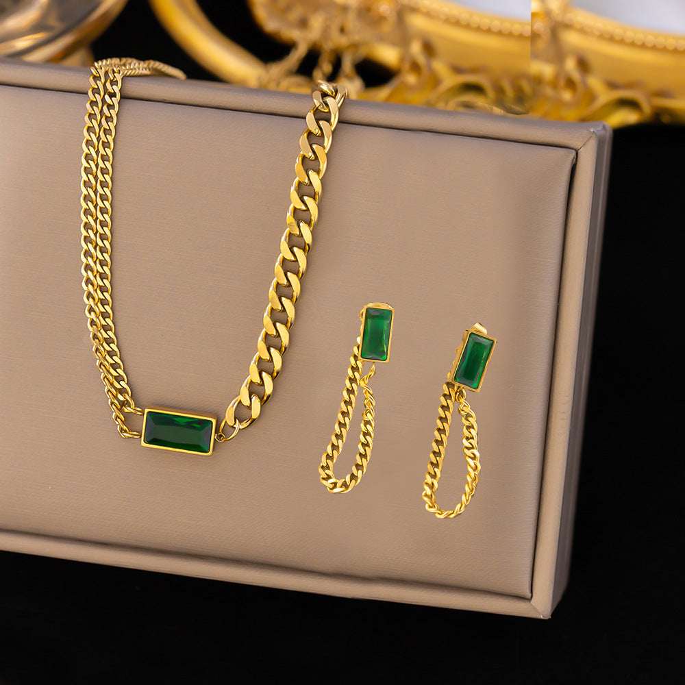 Stainless Steel Necklace Earrings Women's Jewelry Suit | Orazek UK Ltd