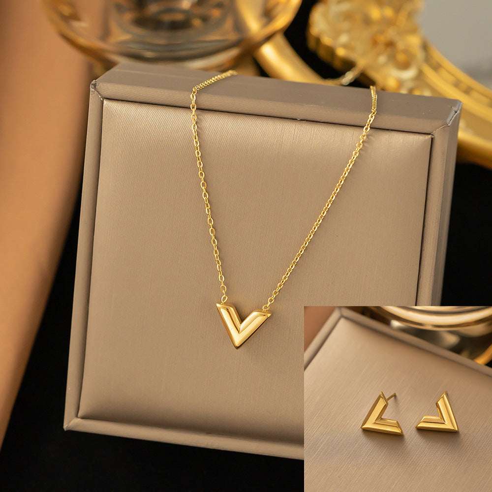 Stainless Steel Necklace Earrings Women's Jewelry Suit | Orazek UK Ltd