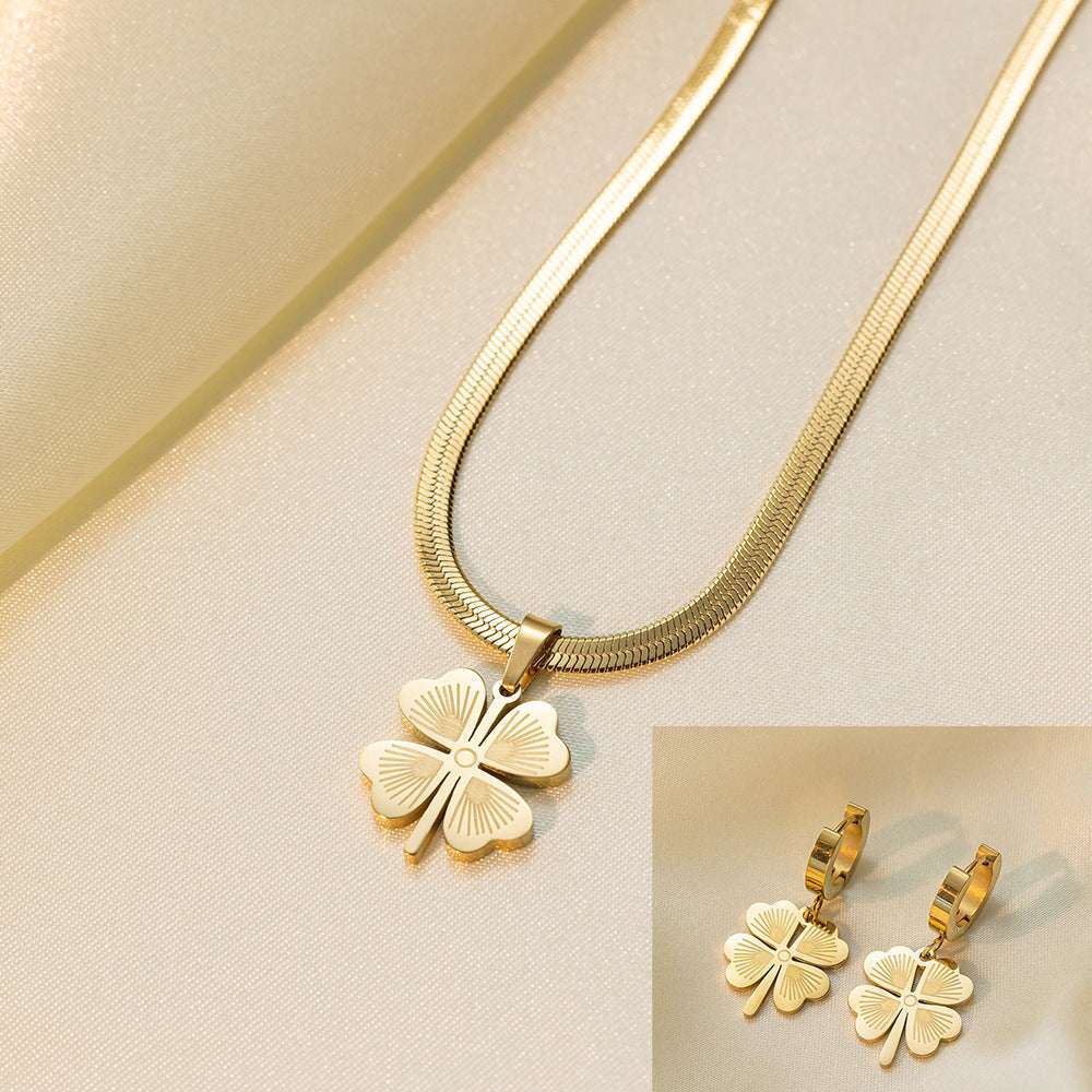 Stainless Steel Necklace Earrings Women's Jewelry Suit | Orazek UK Ltd
