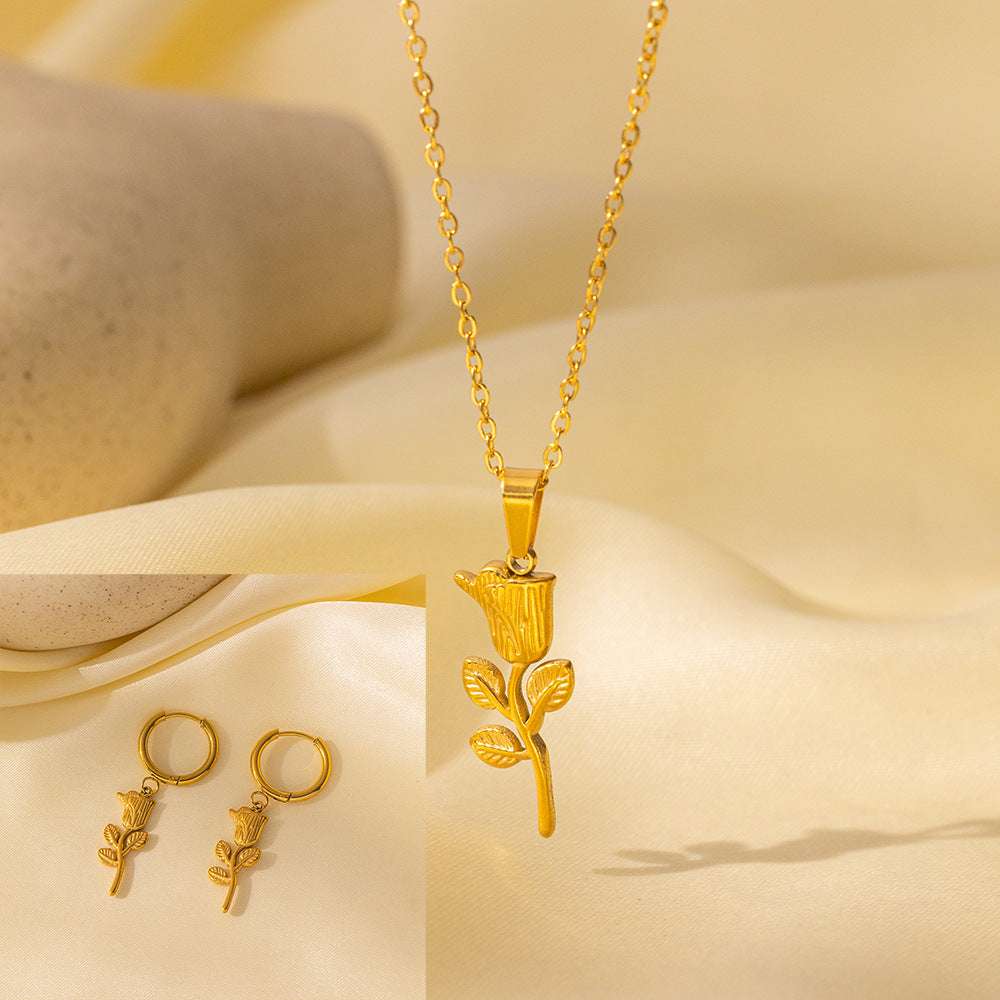 Stainless Steel Necklace Earrings Women's Jewelry Suit | Orazek UK Ltd