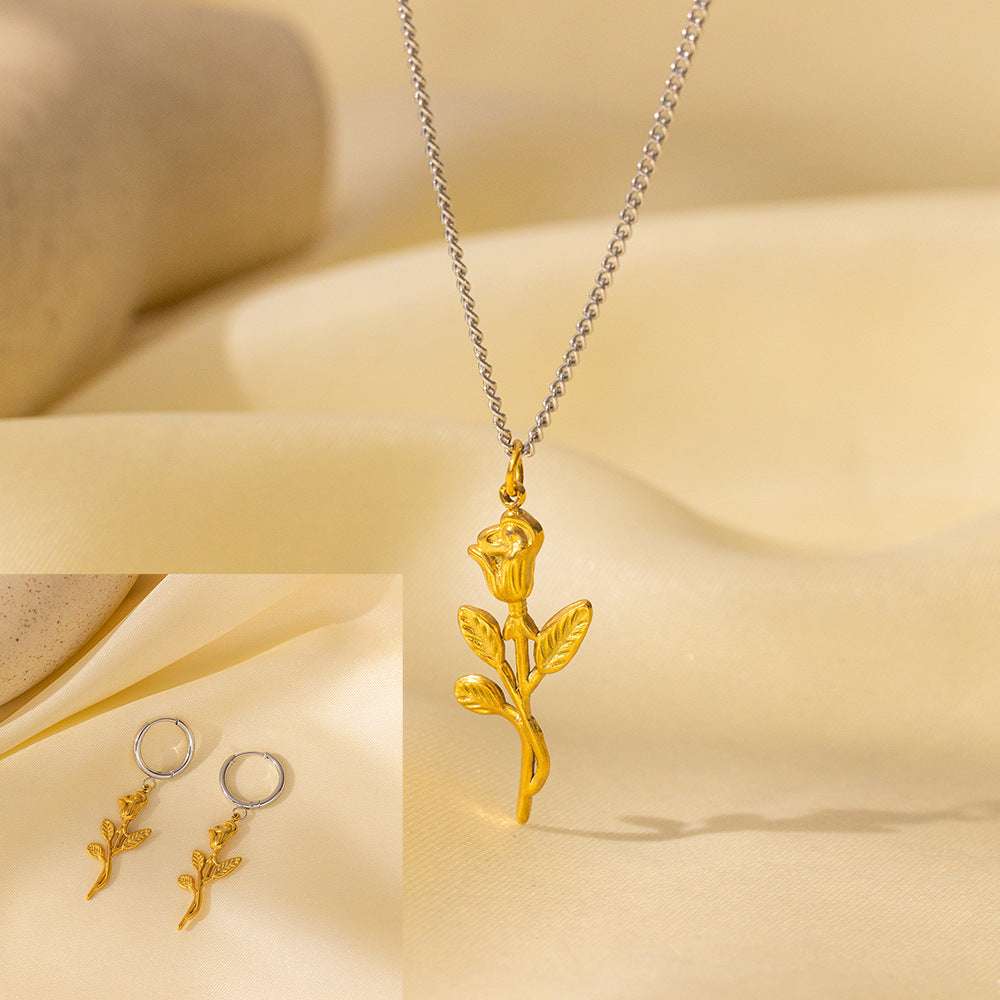 Stainless Steel Necklace Earrings Women's Jewelry Suit | Orazek UK Ltd