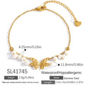 Stainless Steel Necklace With Butterfly And Pearl Wings Layered Light Luxury Style | Orazek UK Ltd
