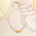 Stainless Steel Necklace With Butterfly And Pearl Wings Layered Light Luxury Style | Orazek UK Ltd