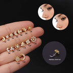 Stainless Steel Nose Stud Micro Set Zircon 20G L Shape Nose Ring | Orazek UK Ltd
