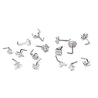 Stainless Steel Nose Stud Micro Set Zircon 20G L Shape Nose Ring | Orazek UK Ltd