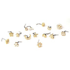 Stainless Steel Nose Stud Micro Set Zircon 20G L Shape Nose Ring | Orazek UK Ltd