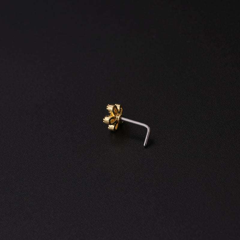 Stainless Steel Nose Stud Micro Set Zircon 20G L Shape Nose Ring | Orazek UK Ltd